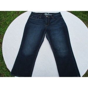 Lee Regular Fit Mid Rise Capri Jeans Womens 14M Blue Dark Wash Denim High Rise